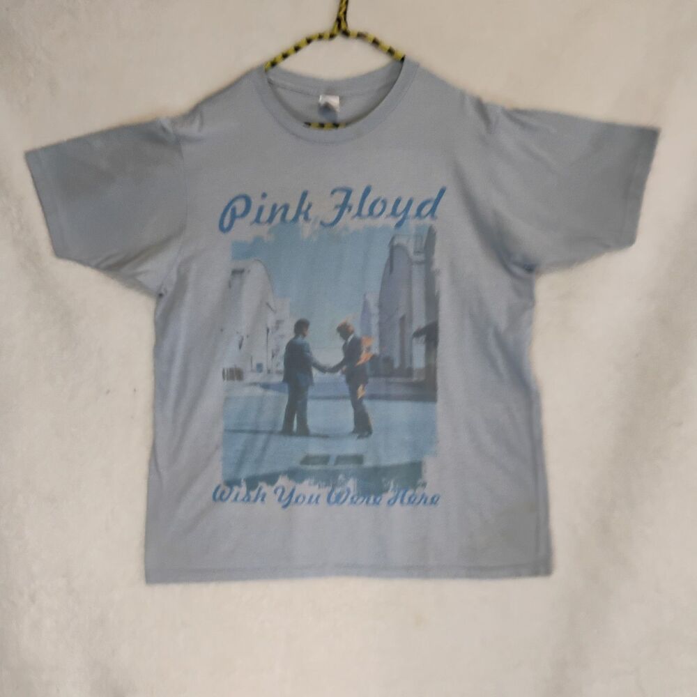 Vintage 90s Y2K Pink Floyd Wish You Were Here Blue T-Shirt Soft Cotton Large
